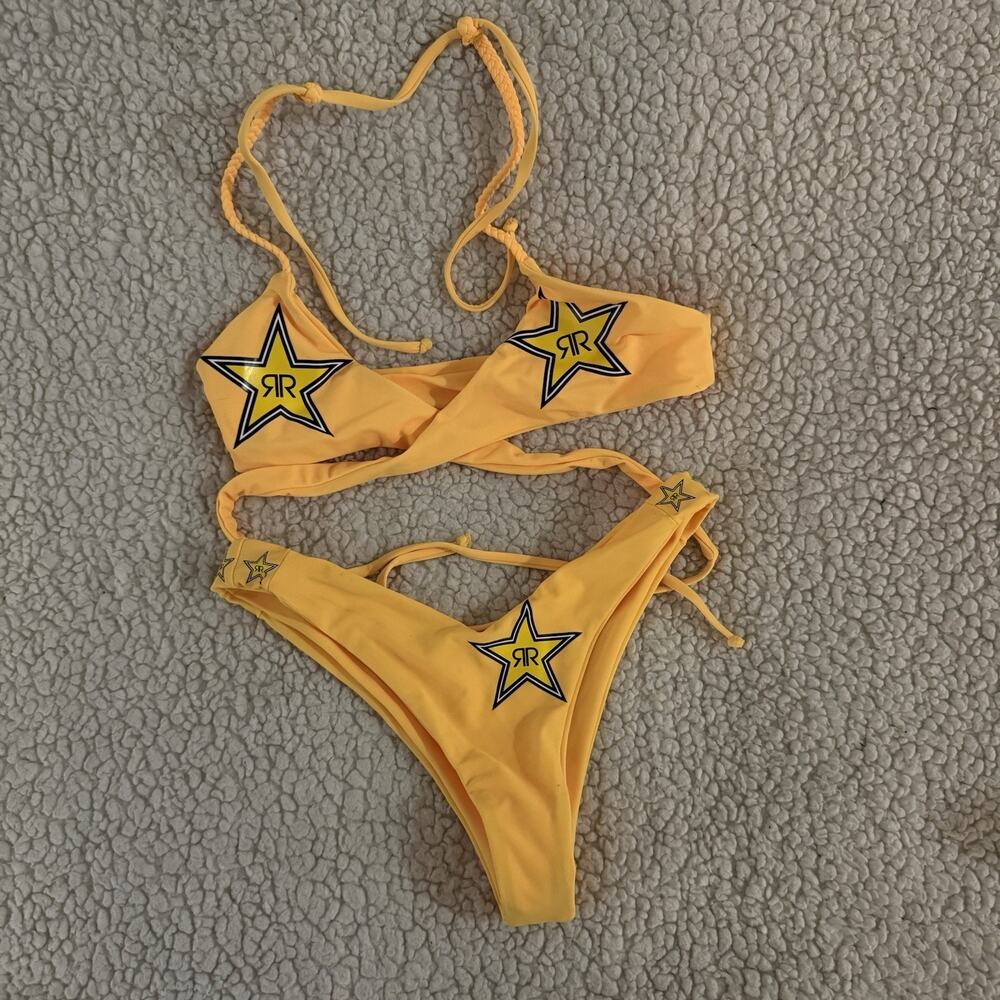 Rockstar Energy‎ Drink 2 Piece String Bikini Size Small Star Logo Rock Star Rare
